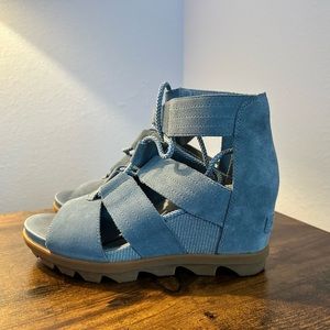 Womens Sorel Joanie II Lace Webbing Open Toe Cut Out Wedge Heel Sandals